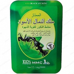 Препарат для потенции "Super Black Ant King" / "Зеленый муравей", 12 таблеток, 9800 мг.